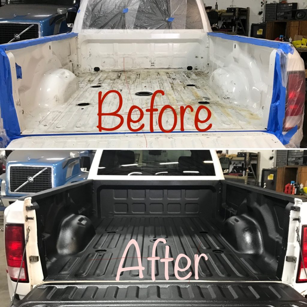 Before and after pickup truck bed paint
